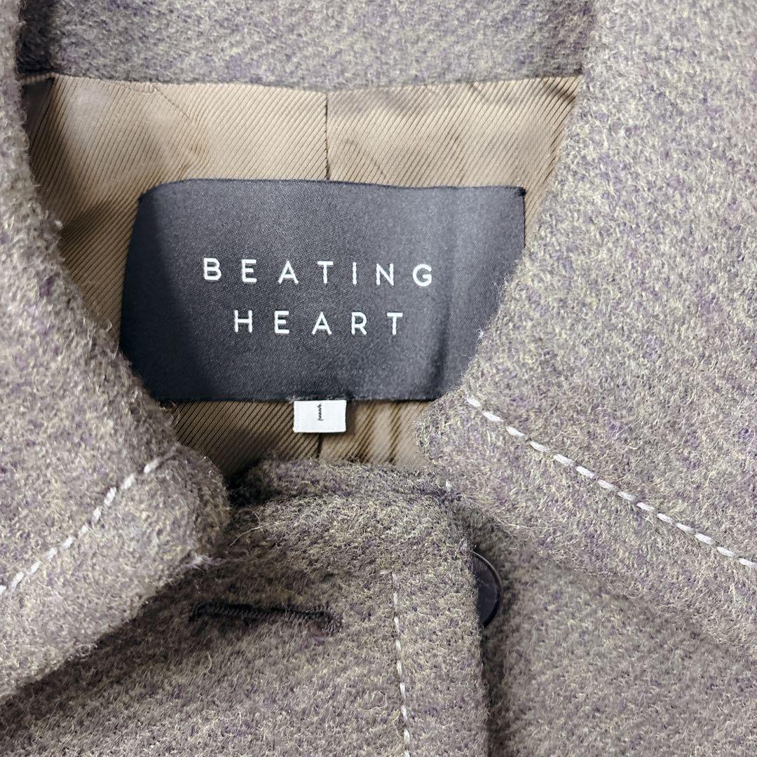 【美品】ビーディングハート　ウールコート　オリーブ