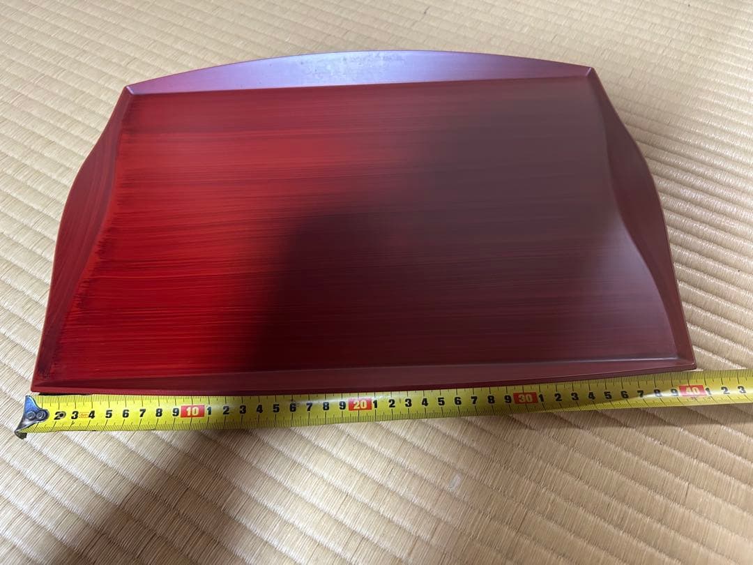 若泉漆器　おもてなし盆　尺4寸　滑止めノンスリップ加工　10個セット　赤茶トレー