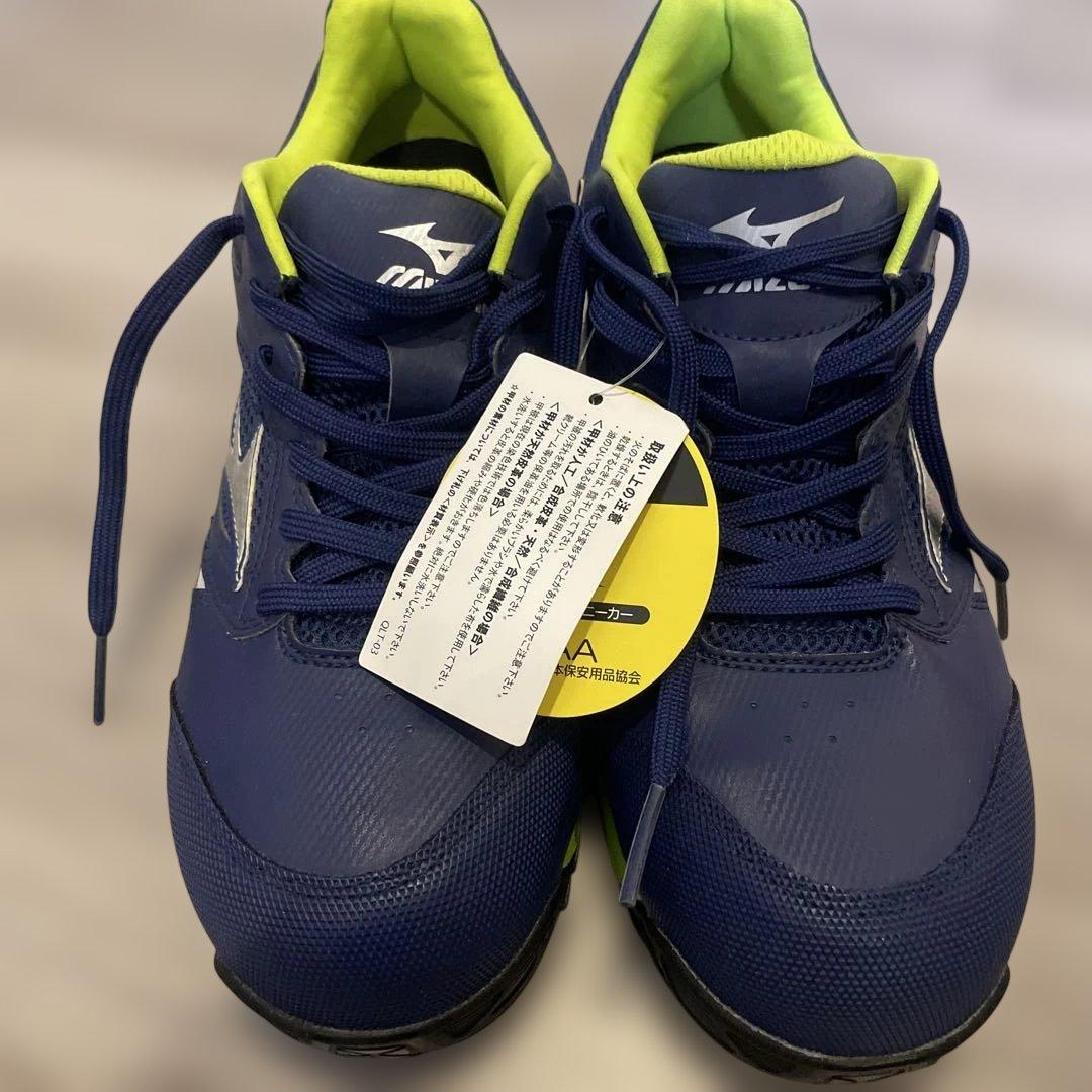 新品未使用品 Mizuno 安全靴 赤/ネイビーライム 25㌢ お得2足セット