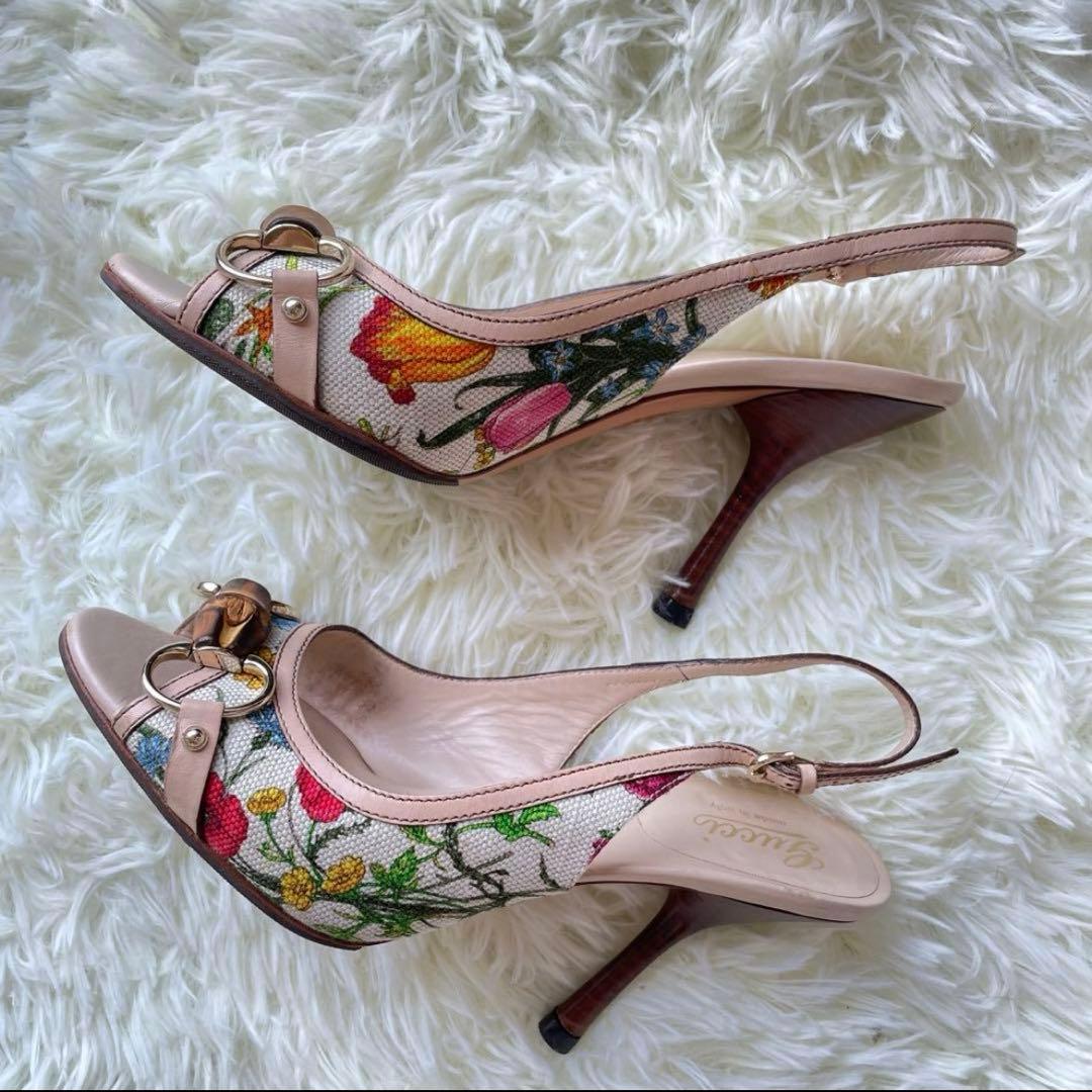 【美品】　グッチ　バンブー　ホースビット　サンダル　36 フローラ　ミュール