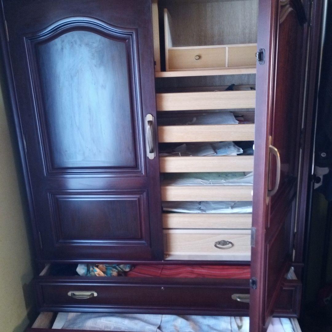 着物箪笥 和箪笥 表面材天然杢単板カリン 2段分離