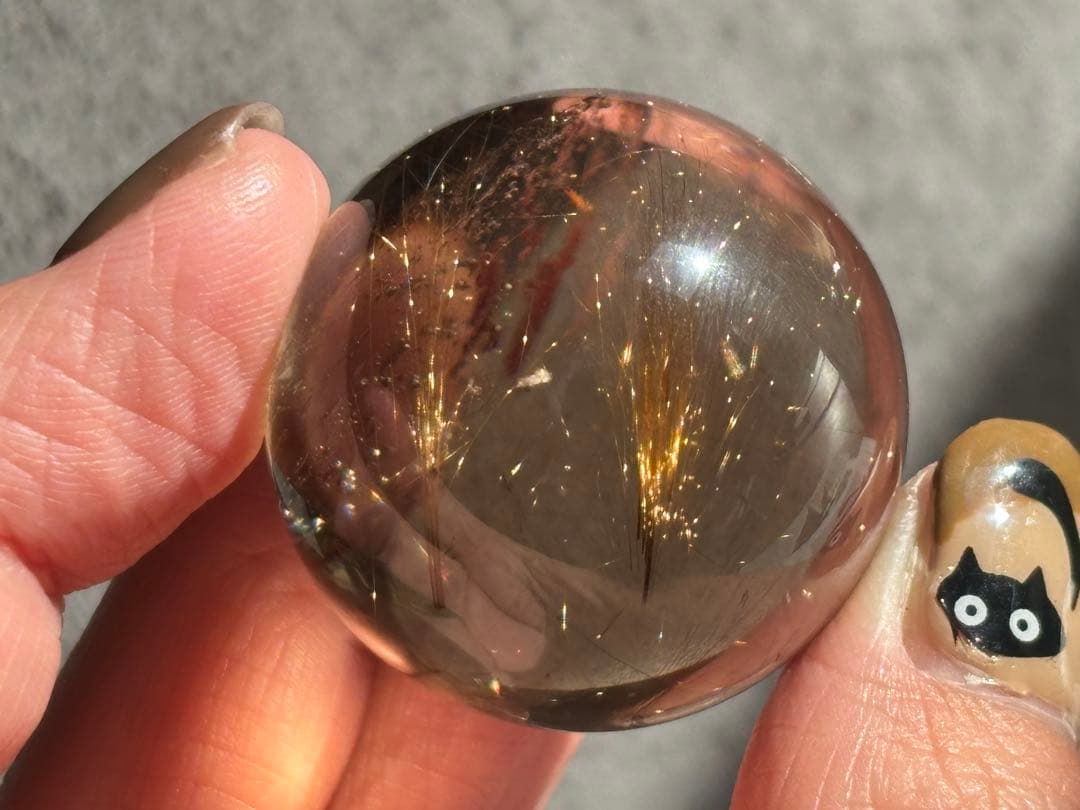 《水跡空洞×白い内包物入り＊ゴールドルチル＆スモーキースフィア》