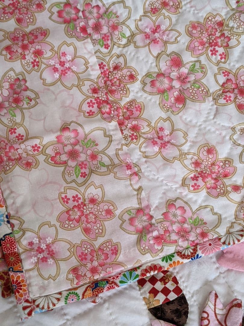 しだれ桜　パッチワークキルト　タペストリー