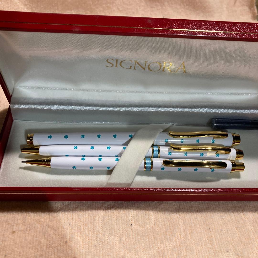 新品　SIGNORA ペンセット ボールペン/シャープペン/万年筆　四つ葉