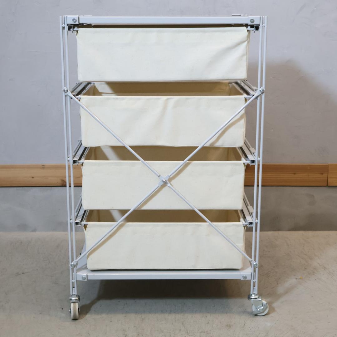 無印良品 MUJI スチール4段 帆布バスケット付き ユニットシェルフ チェスト