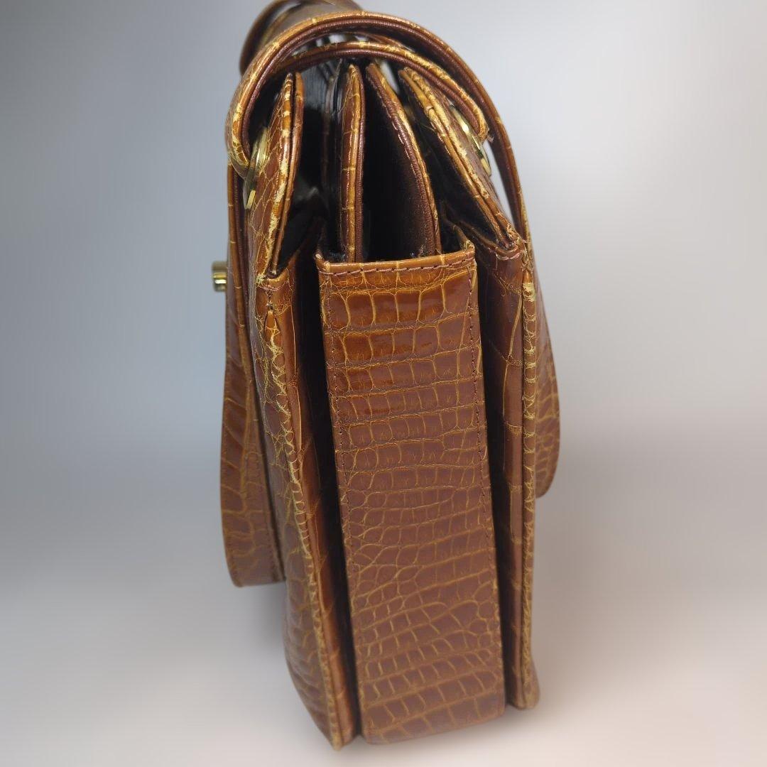 シャイニング　クロコダイル　バッグ　ブラウン　セット　サンタゴスティーノ