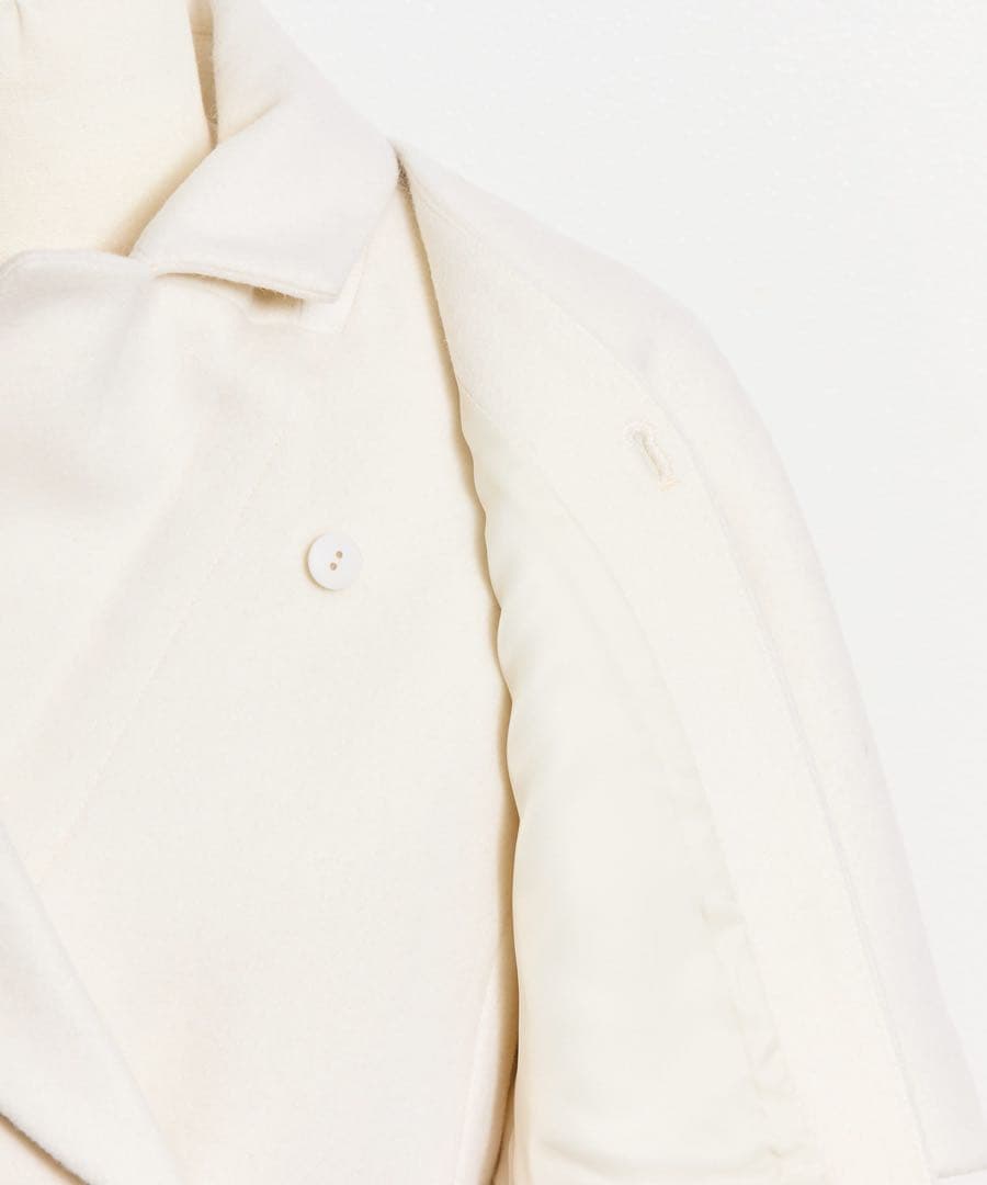 SALE Noela 新品 ケープ2wayミディウールコート オフホワイト S