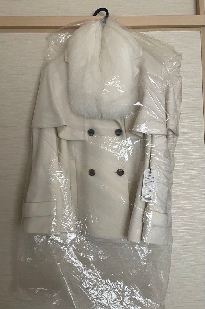 SALE Noela 新品 ケープ2wayミディウールコート オフホワイト S