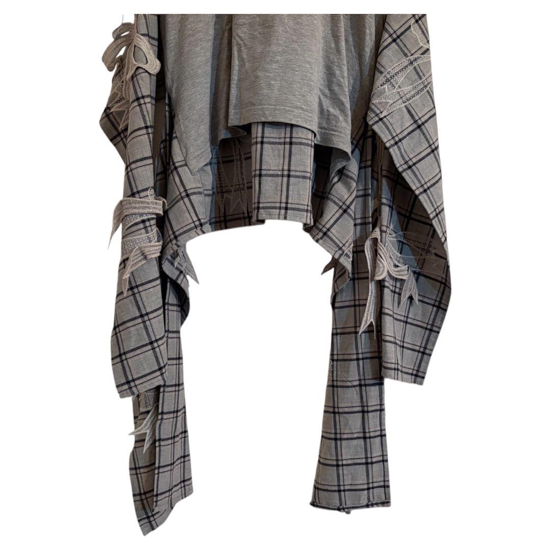 ミキオサカベ　mikiosakabe グレー　半袖ミニワンピース