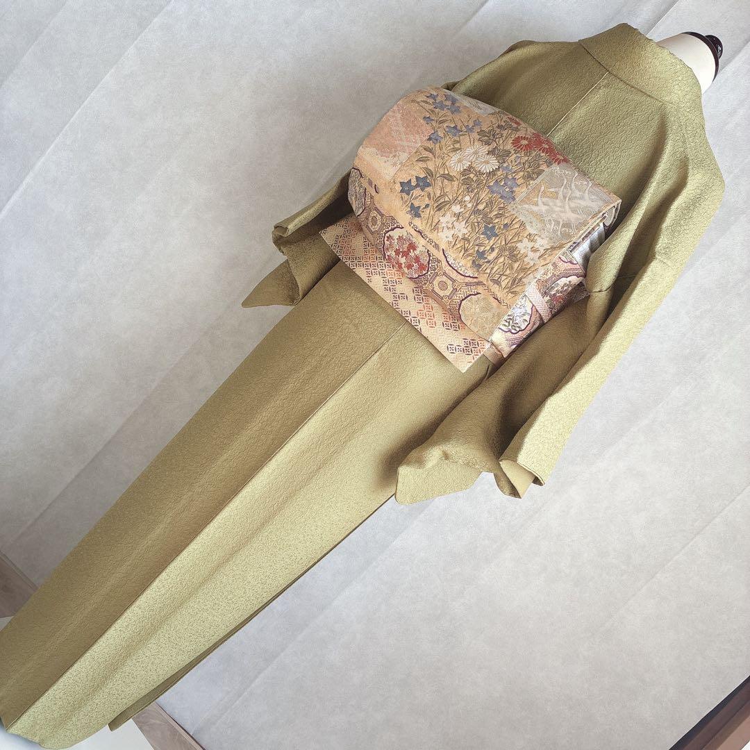 色無地　フルセット　着物　正絹　一つ紋　丹後ちりめん　共布 J10