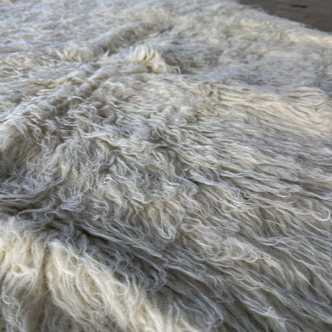ギリシャ製◾️APOLLO社 羊毛ウール100% シャギーラグ φ150cm 敷物