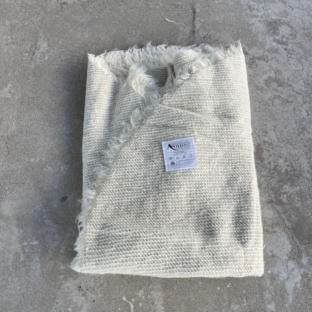 ギリシャ製◾️APOLLO社 羊毛ウール100% シャギーラグ φ150cm 敷物