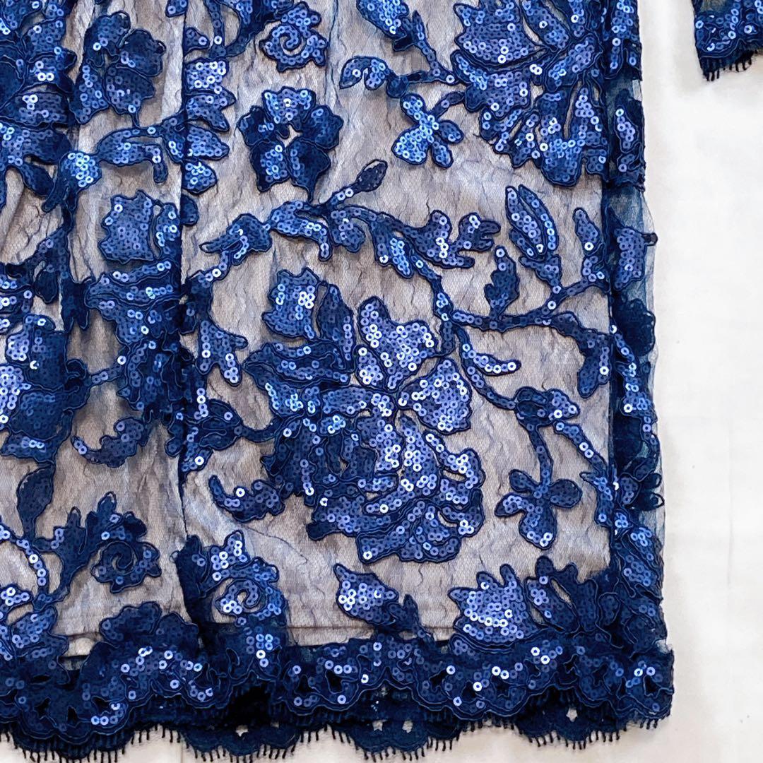 美品 タダシショージ 高級ドレス スパンコール 総コードレース