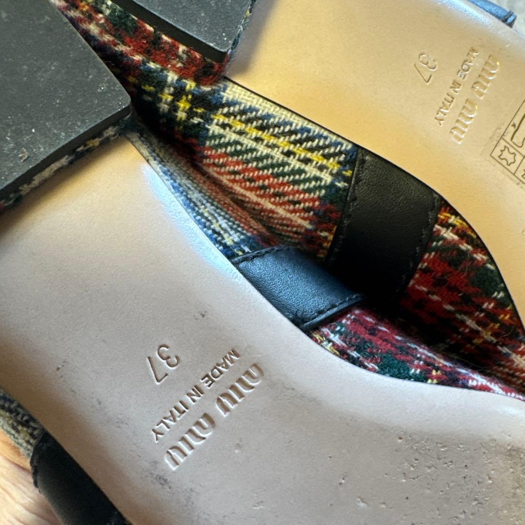 美品　miu miu チェック柄 フラットシューズ　size 37