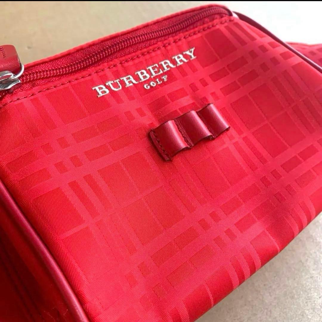 BURBERRY GOLF レッド チェック柄 ウエストポーチ ゴルフグッズ