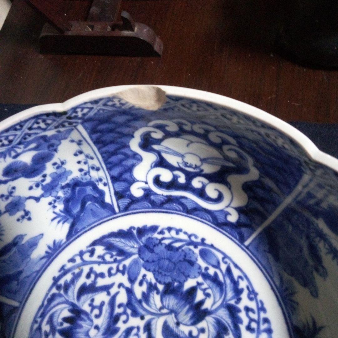 古伊万里　花唐草　うさぎ　大鉢