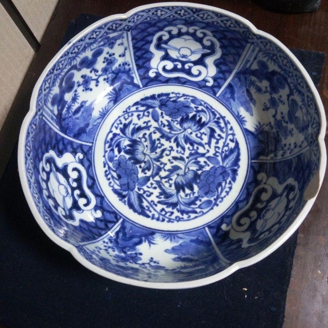 古伊万里　花唐草　うさぎ　大鉢