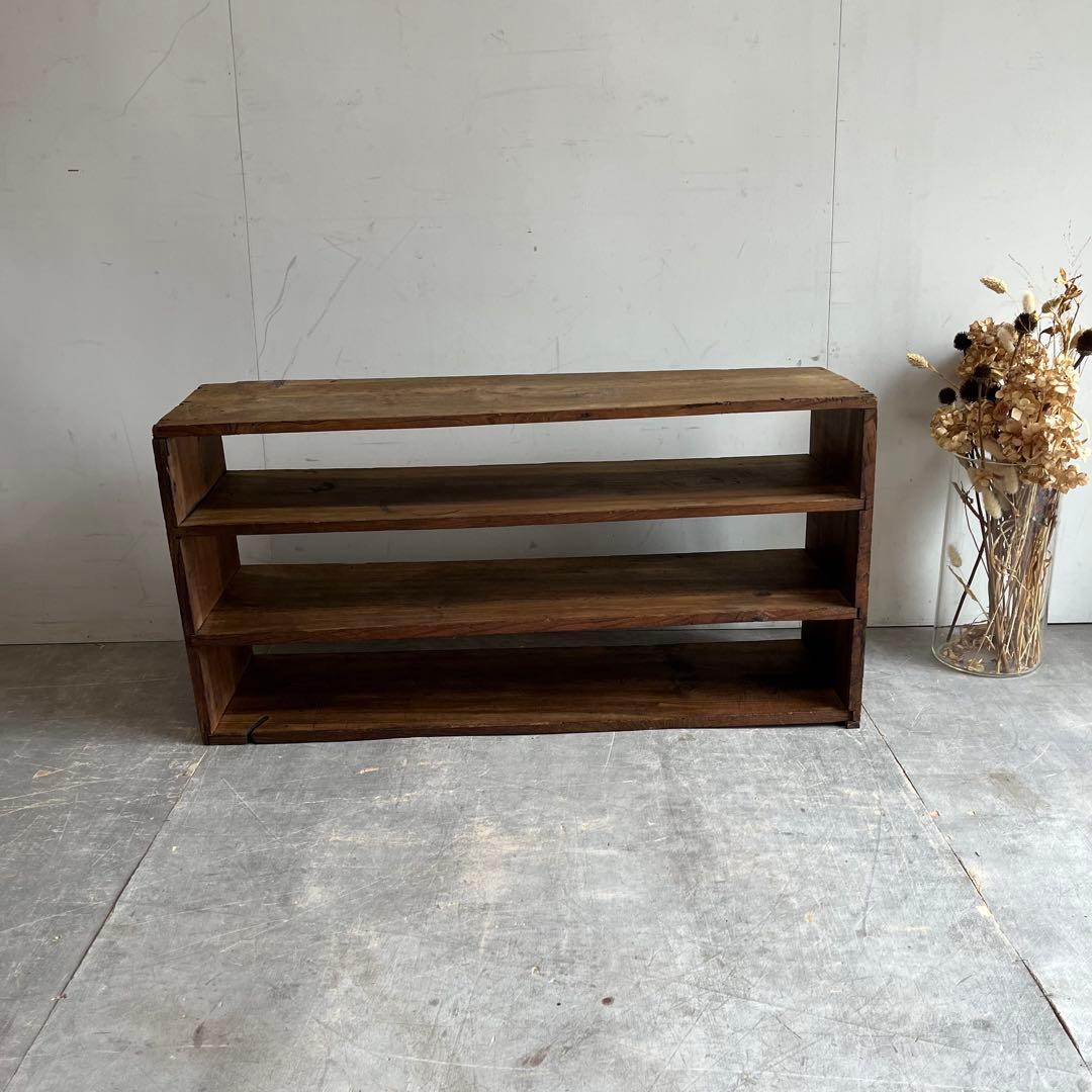 アンティーク 飾り棚 オープンラック 無垢材 シャビー z446