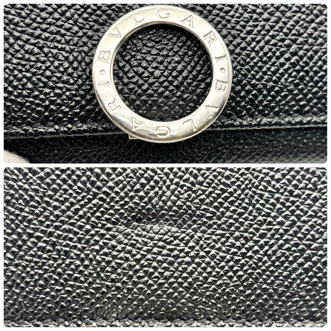 未使用級✨ブルガリ 名刺入れ カードケース ロゴクリップ グレインレザー 黒