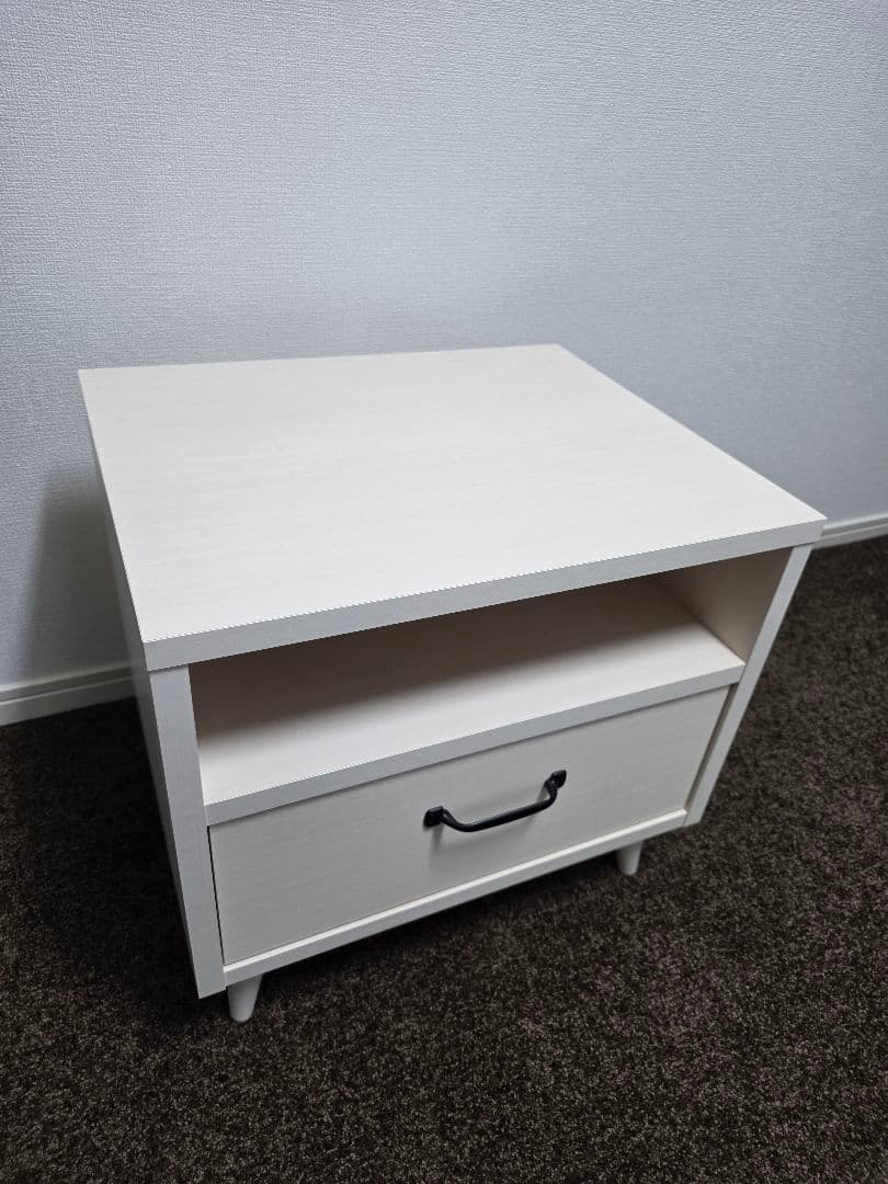 ♡ホワイト♡サイドテーブル☆引き出し付 完成品★日本国内産☆B-COMPANY☆