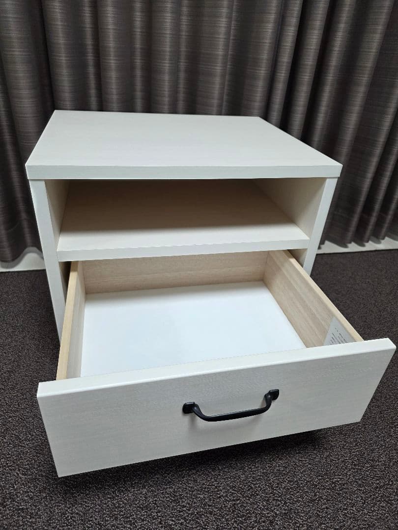 ♡ホワイト♡サイドテーブル☆引き出し付 完成品★日本国内産☆B-COMPANY☆