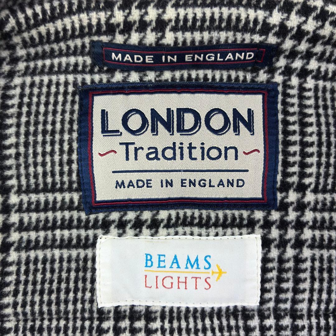 美品　ロンドントラディション　ビームス　ダッフルコート　グレンチェック　L　黒