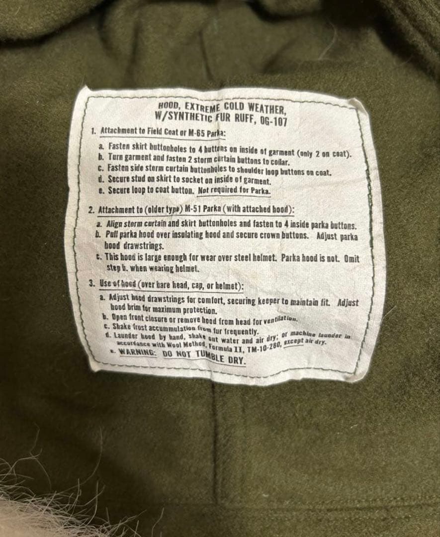 【実物】M65 フィッシュテールパーカー　フード付き　アメリカ軍　軍物