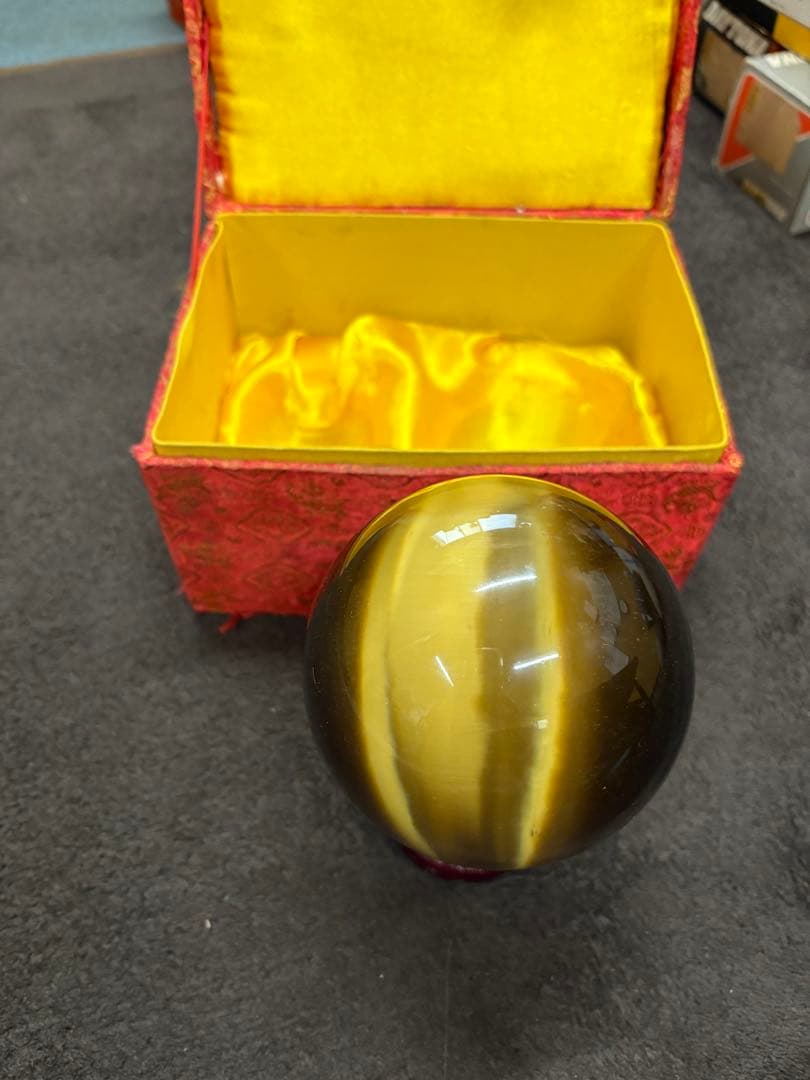 タイガーアイ　猫目石　開運安パワーストーン　運気上昇　約100mm 大玉