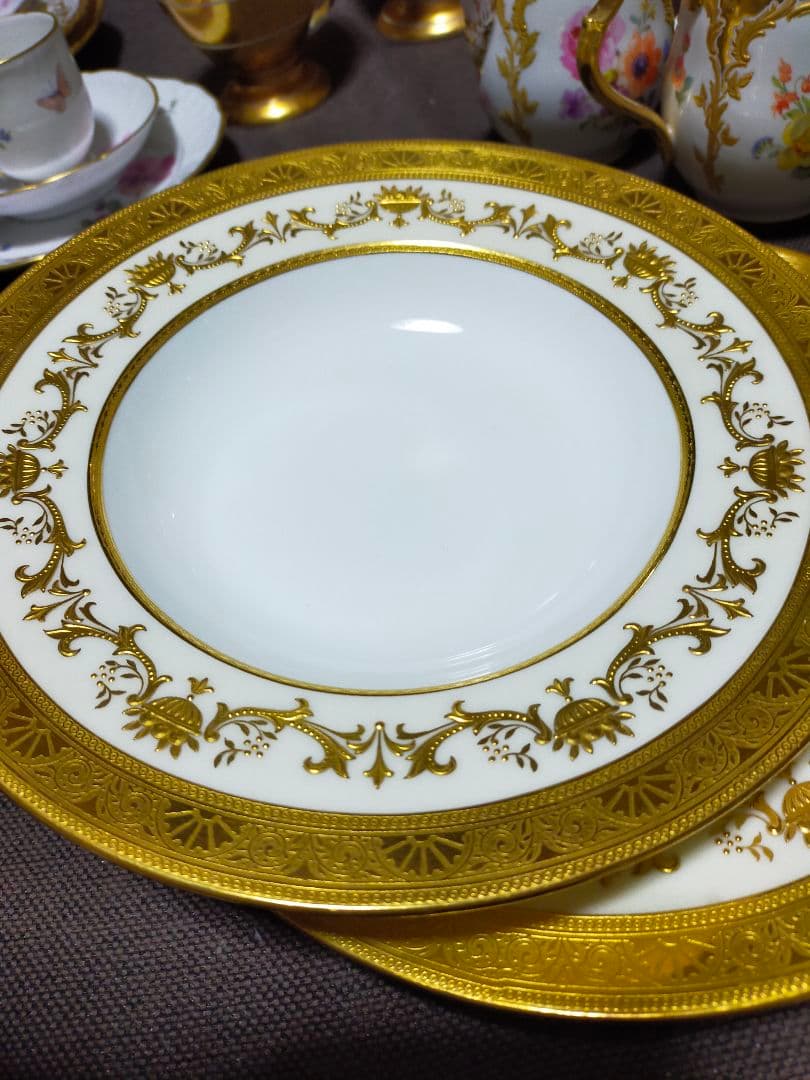 <迎賓館>２枚セット　ミントンコラモア　盛金ボウル&プレートセット