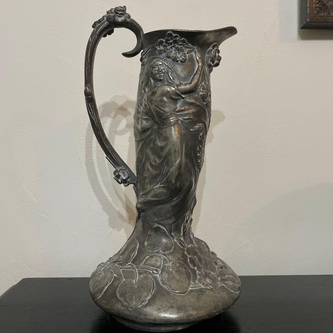 ピューター エタン 花瓶　アンティーク　ピッチャー　ジャグ