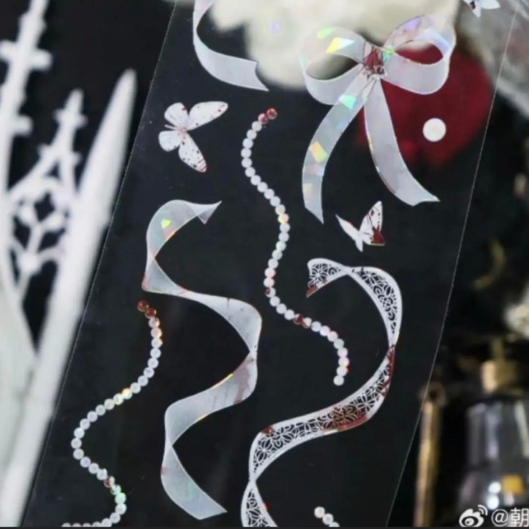 ♡SALE♡ 贝壳光 6cm×10m 染血蕾丝 海外マステ　リボン　りぼん