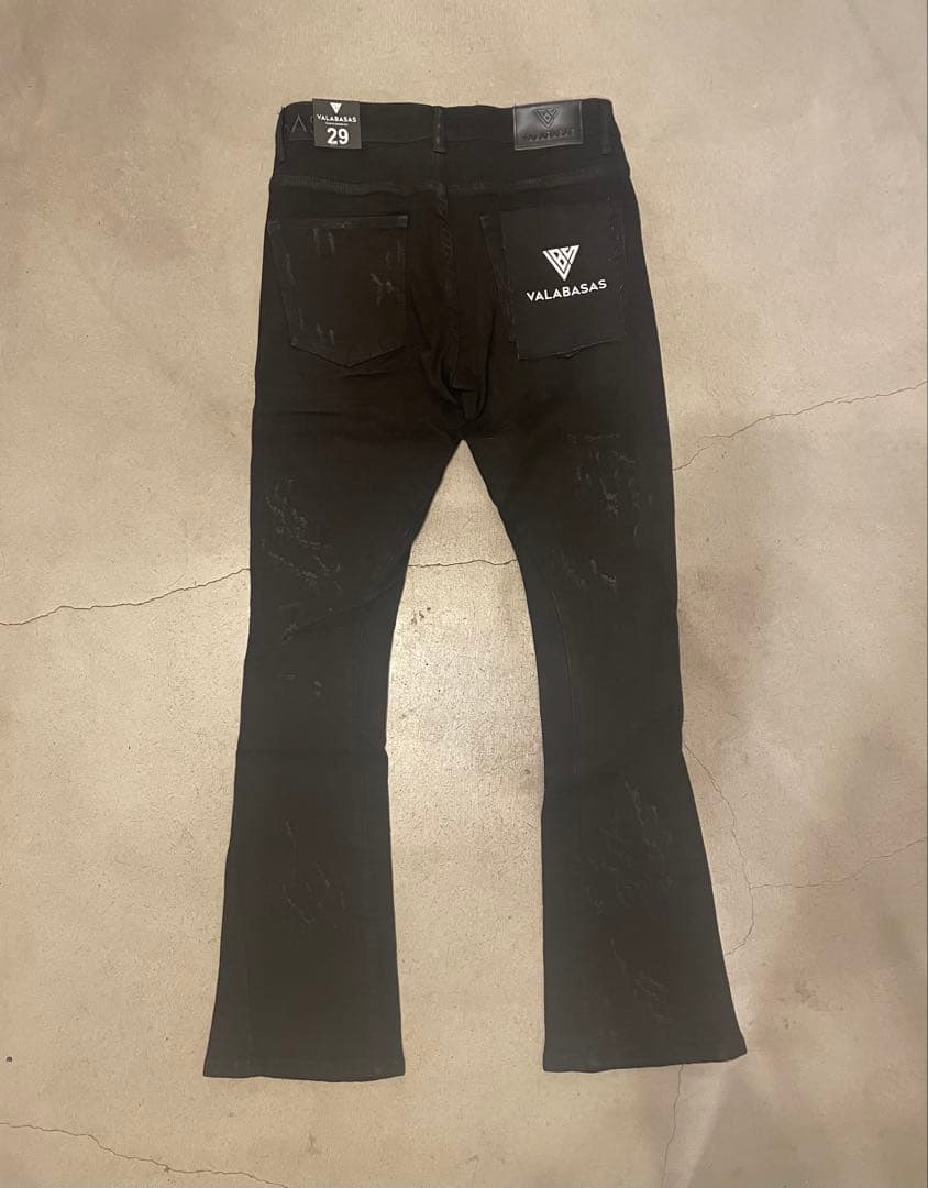 VALABASAS バラバサス フレアスキニーデニムダメージ ブラック 29