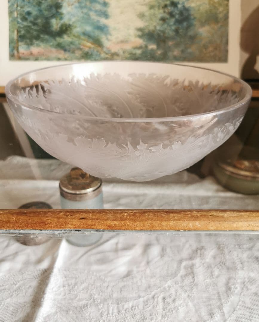 アンティーク ラリック CHICOREE ラージガラスボウル 水深鉢1921年頃