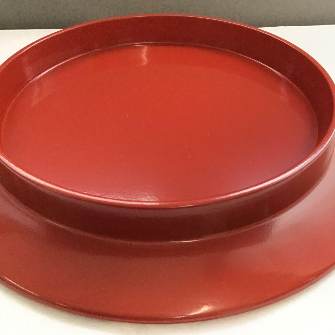 茶道具　漆器盆　朱塗金箔盆　床飾りや実用性も兼ねる　紙箱　S60BN