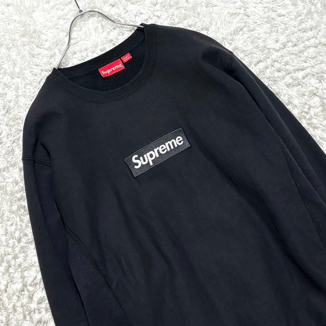 【美品】 シュプリーム ボックスロゴ クルーネック スウェット L ブラック