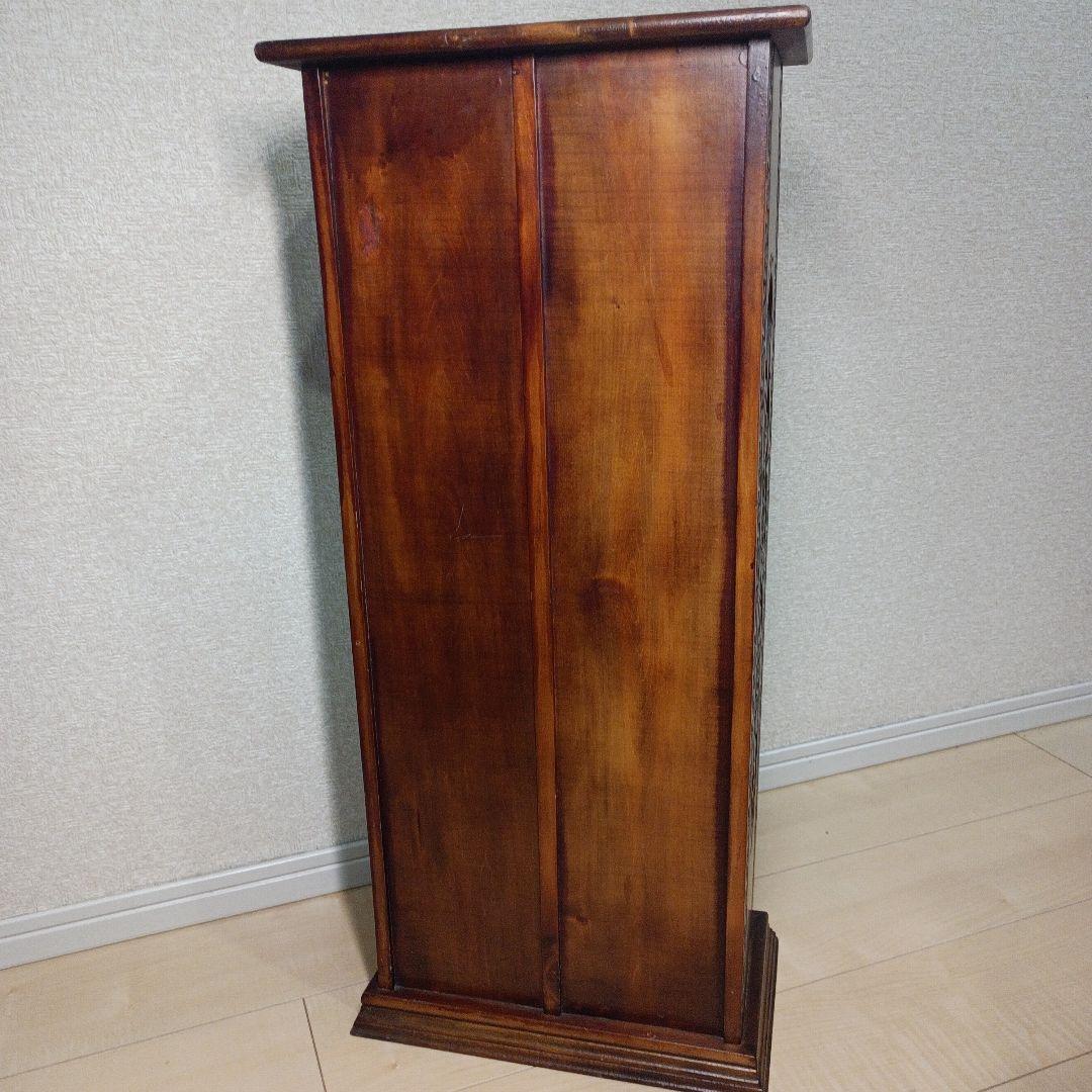 希少レア　アンティーク　木製 彫刻入り CD/DVD収納キャビネット/スタンド