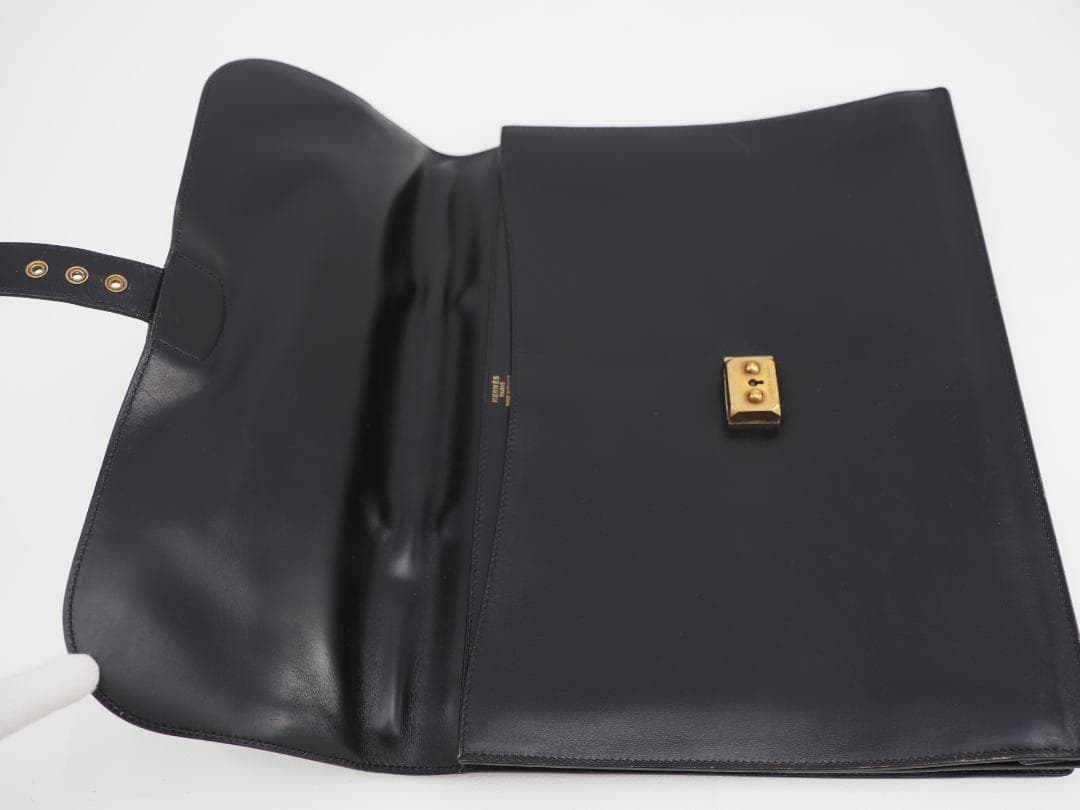 セール HERMES エルメス サックアデペッシュ38 カーフスキン ブラック