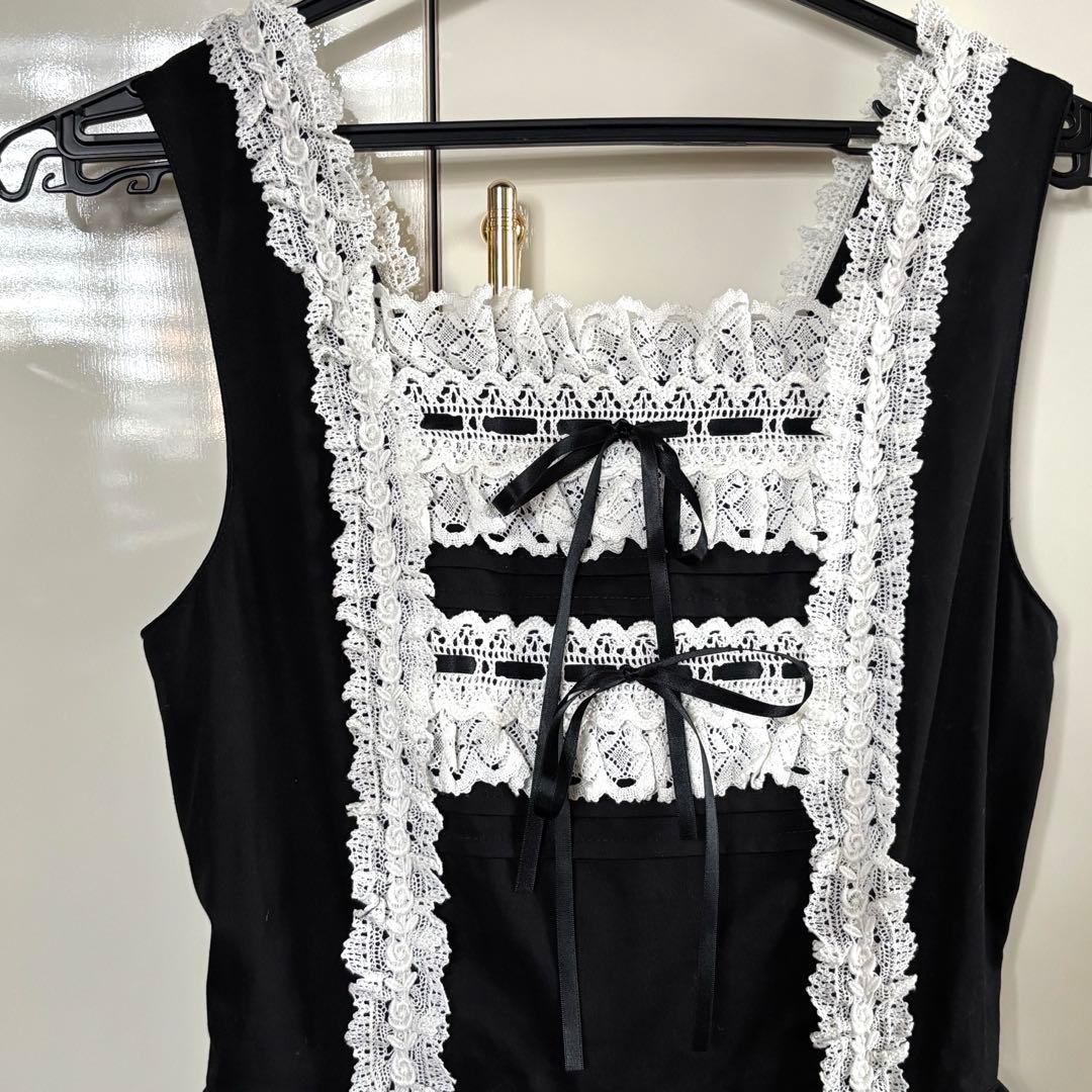 BABY レースフリルジャンパースカート+ブラウス+ヘッドドレス　パニエ付き