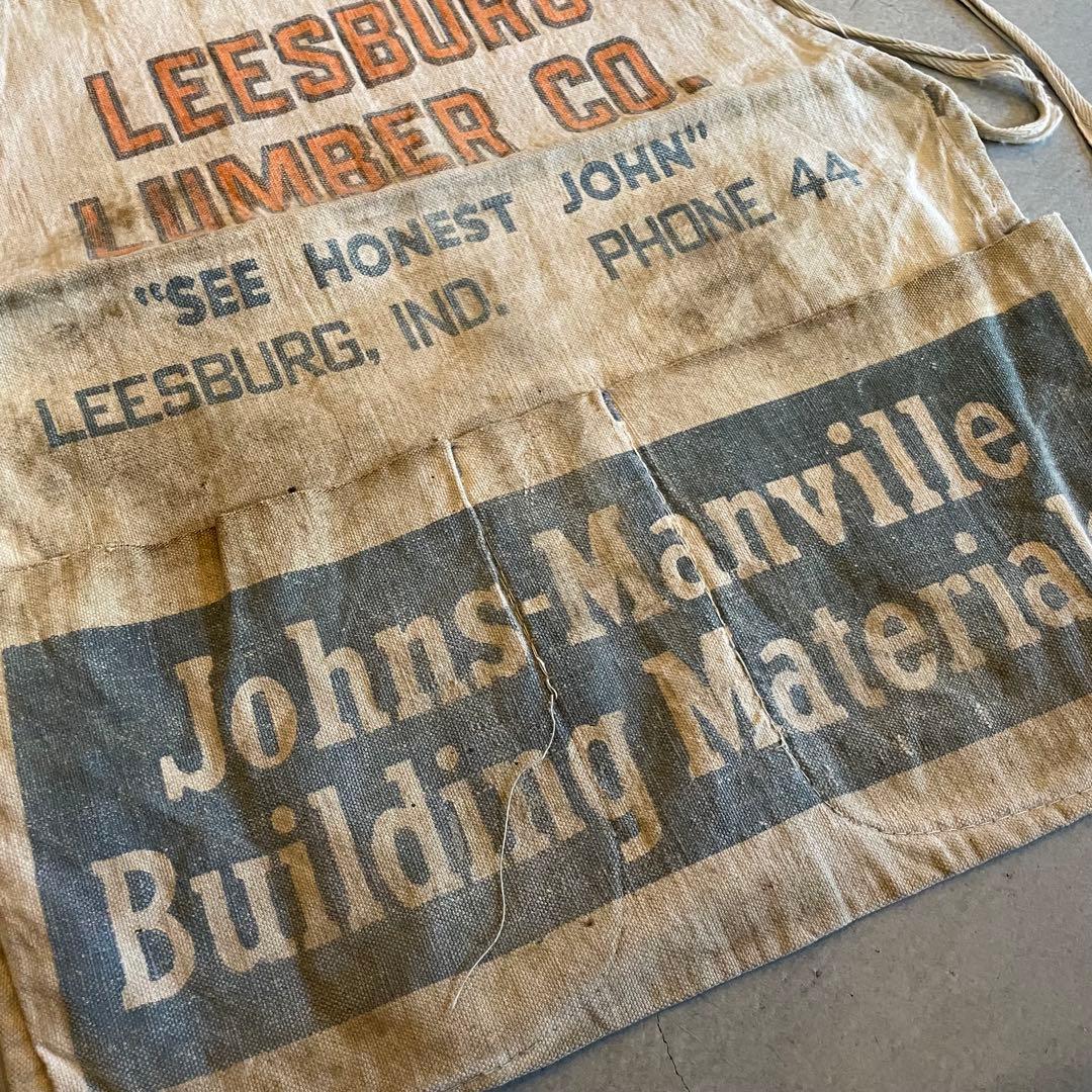 40s ワークエプロン　ビンテージ　染み込みプリント　apron vintage