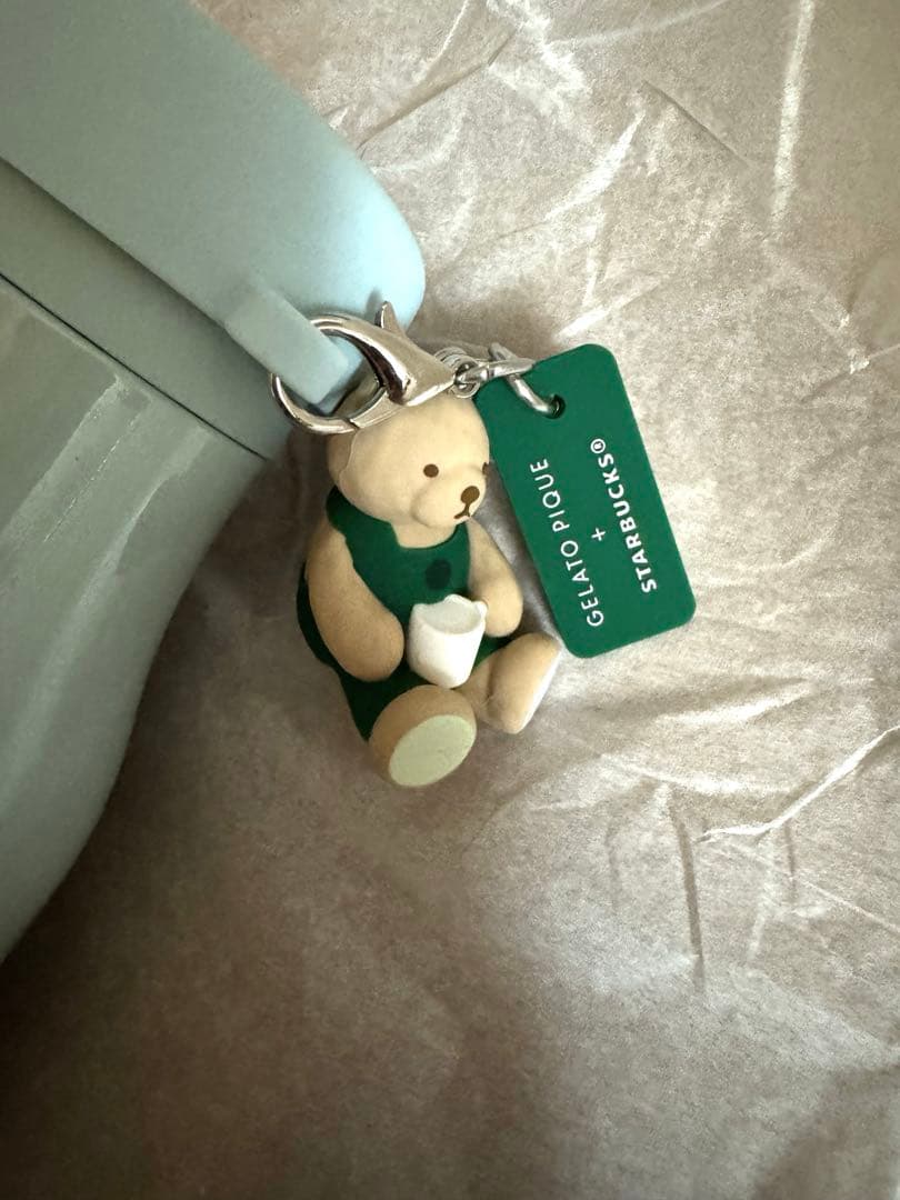 新品　ジェラピケ　スタバ ベアチャーム付きステンレスボトル　ミントグリーン