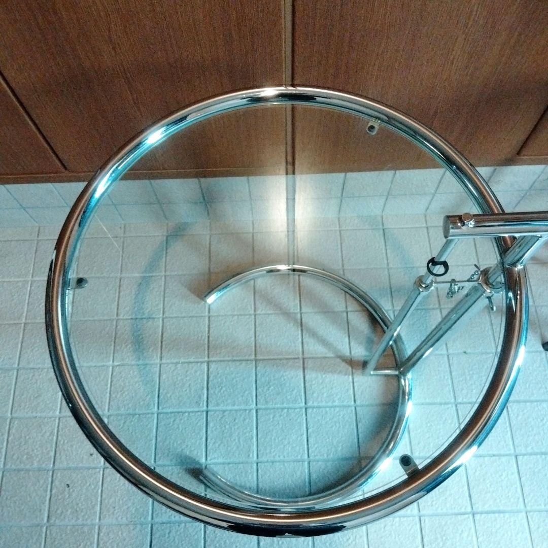 7段階高さ調節☆ガラステーブル☆デザイナーズ☆