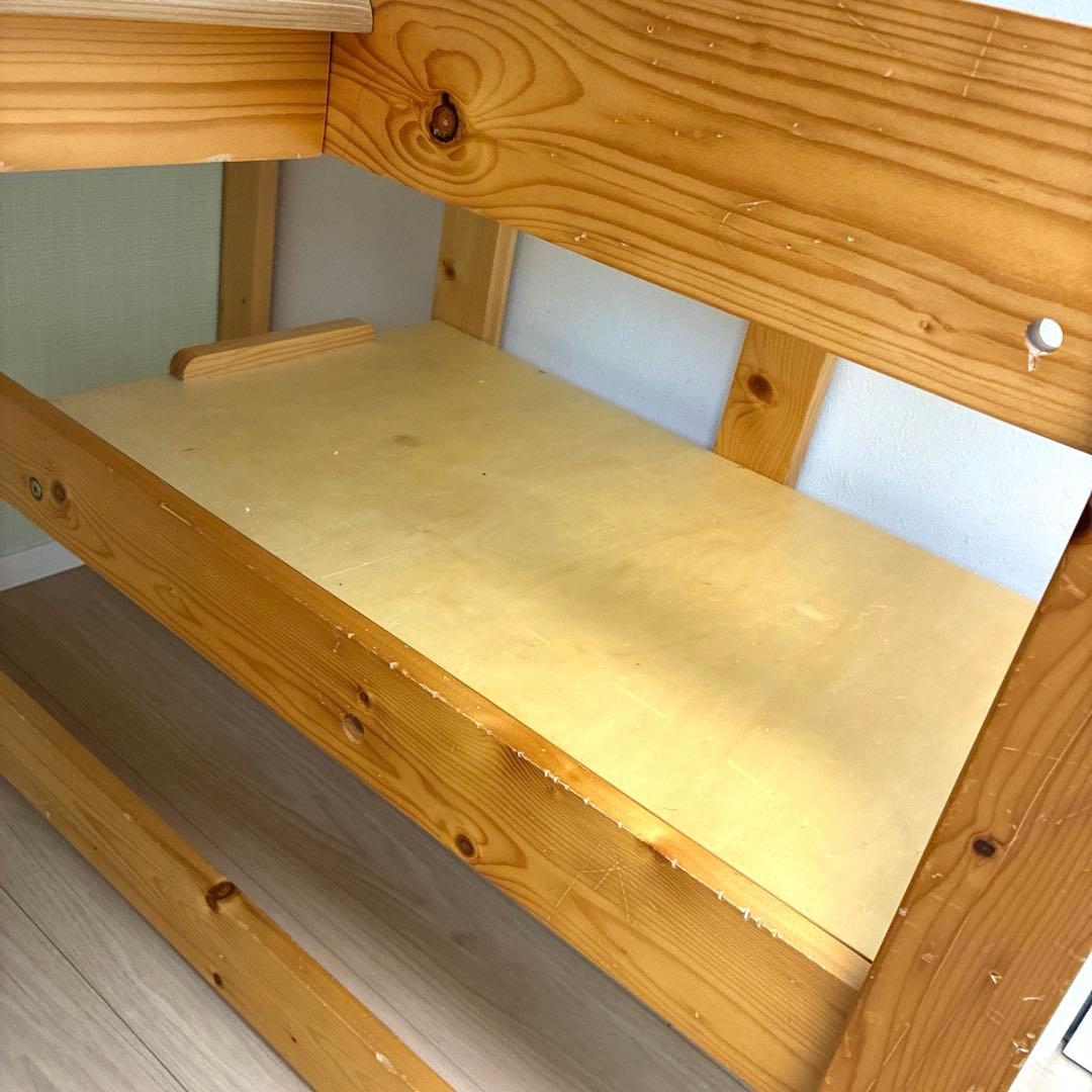 階段付きロフトベッド　デスク　コンセント付き　パイン無垢　すのこ仕様