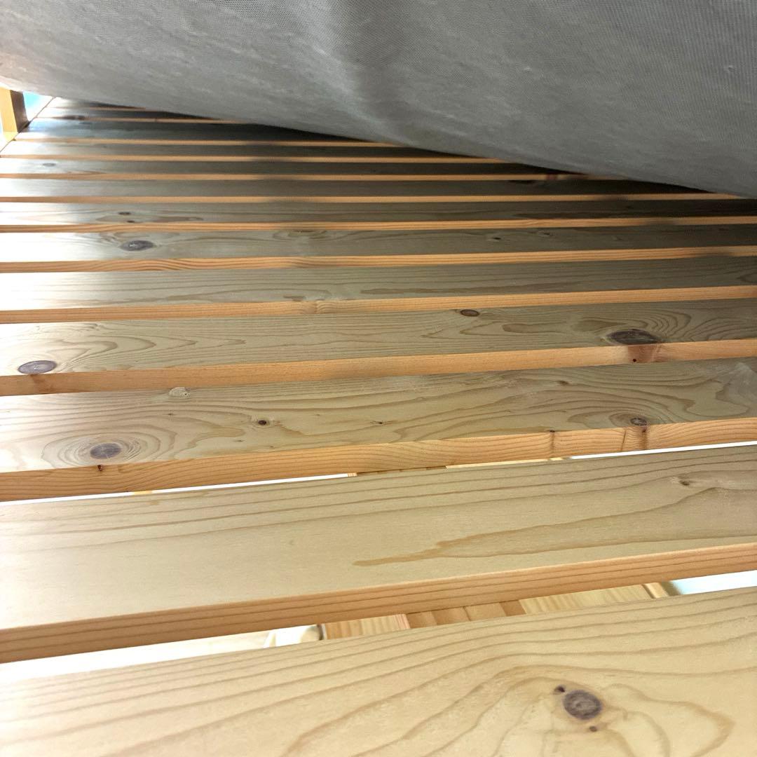 階段付きロフトベッド　デスク　コンセント付き　パイン無垢　すのこ仕様