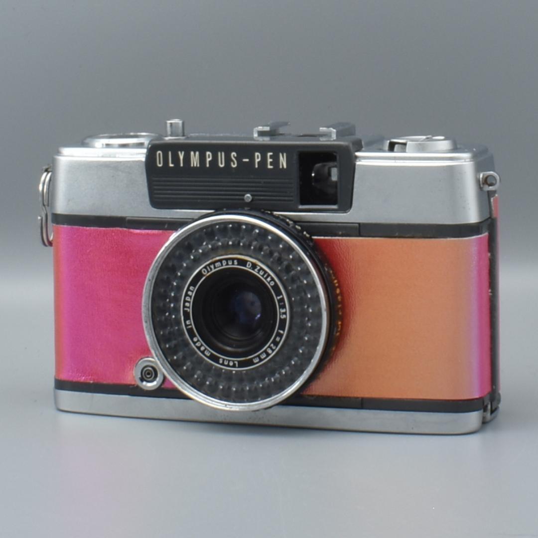 整備済 OLYMPUS EE-2 レッド系 外装リメイク 動作OK 赤ベロOK