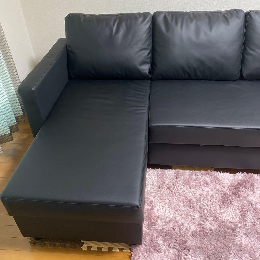 合皮ソファベッド(Nシールド ノアーク BK)