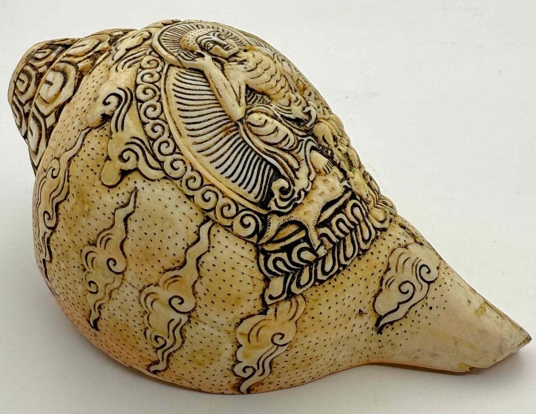 ◆チベット密教法具　法螺貝（シャンカ）ミラレパ