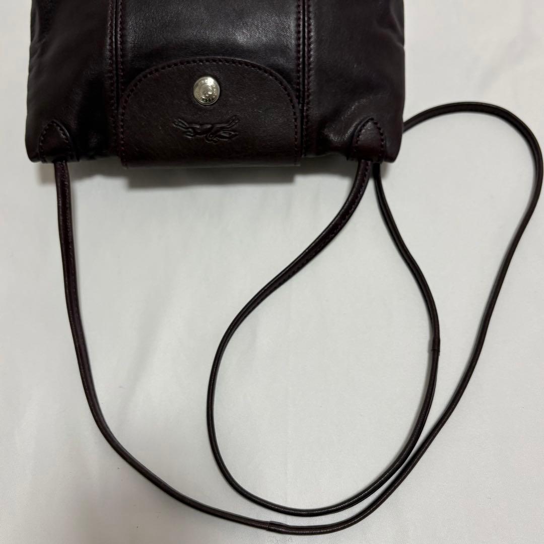 美品 ロンシャン キュイール ミニ ショルダーバック ポシェット オールレザー
