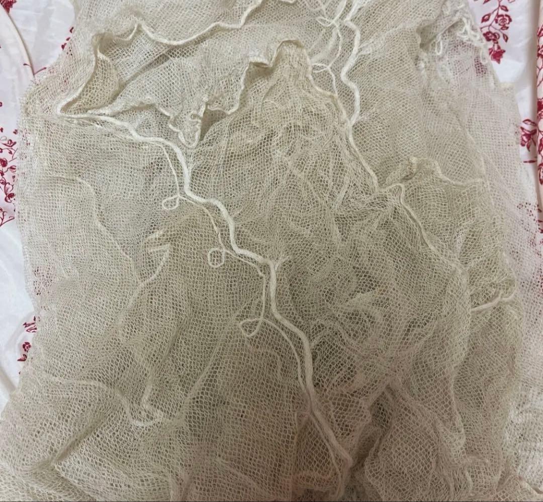 フランスアンティーク♡リボン花籠柄レースチュールベッドカバー