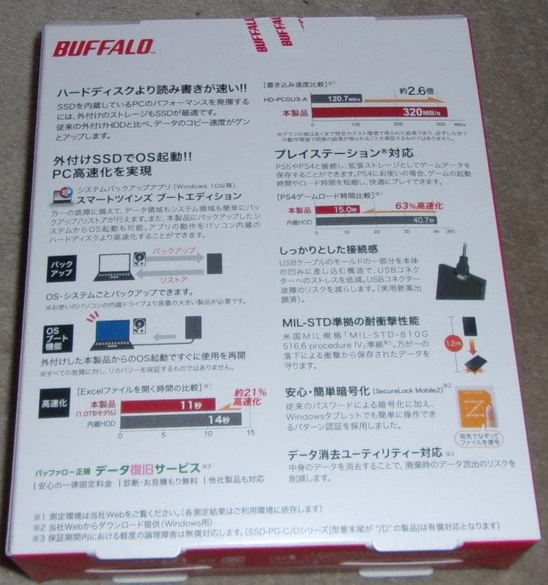 BUFFALO ポータブルSSD 1TB 外付PG1.0U3BC 未開封新品