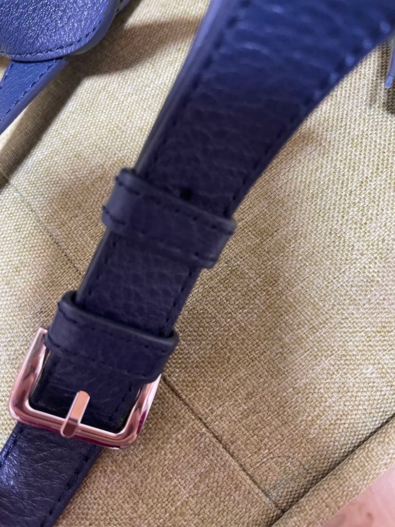 資*堂様 美品✨土屋鞄 クラルテ 巾着 ギャザーショルダー バッグ ネイビー フ